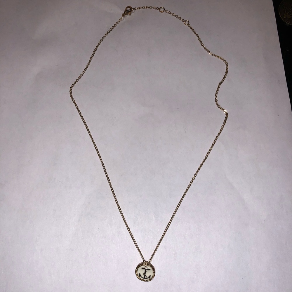 Anchor Neckace Gold with white inlay